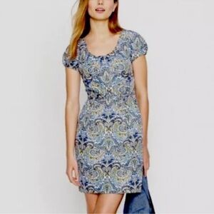 J. Crew Blue Paisley Scoop-Neck Mini Dress
